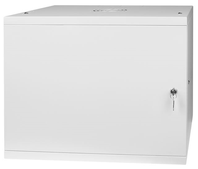 Stalflex RC19-9U-450MGP Pro 19" 9U 450 mm mély lapraszerelt szürke fém ajtós fali rack szekrény