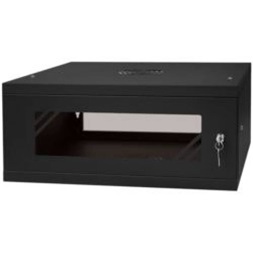 Stalflex RC19-4U-350GB 19" 4U 350 mm mély lapraszerelt fekete üveg ajtós fali rack szekrény (Újracsomagolt)