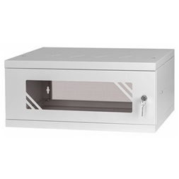 Stalflex RC19-4U-350GG 19" 4U 350 mm mély lapraszerelt szürke üveg ajtós fali rack szekrény (Használt - A)