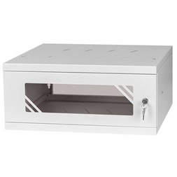 Stalflex RC19-4U-350GG 19" 4U 350 mm mély lapraszerelt szürke üveg ajtós fali rack szekrény (Használt - A)