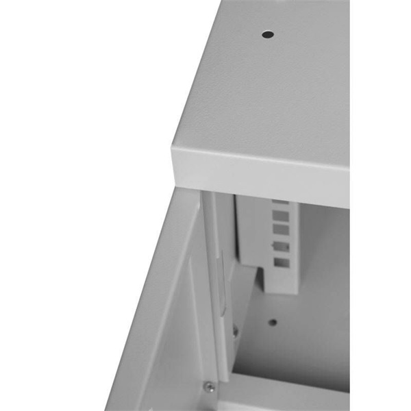 Stalflex RC19-4U-450GG 19" 4U 450 mm mély lapraszerelt szürke üveg ajtós fali rack szekrény (Újszerű)