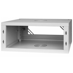 Stalflex RC19-4U-450GG 19" 4U 450 mm mély lapraszerelt szürke üveg ajtós fali rack szekrény (Újszerű)