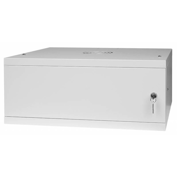 Stalflex RC19-4U-450MG 19" 4U 450 mm mély lapraszerelt szürke fém ajtós fali rack szekrény (Újszerű)