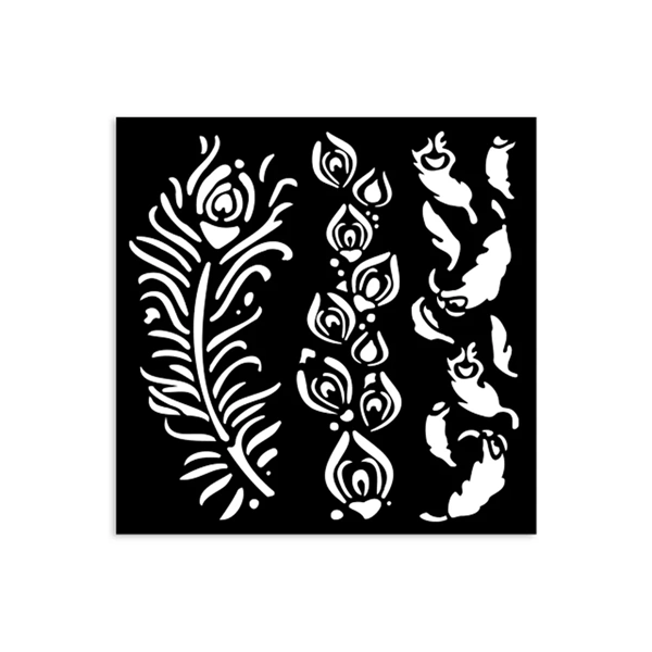 Stamperia Masquerade feathers 12X12 cm vastag stencil
