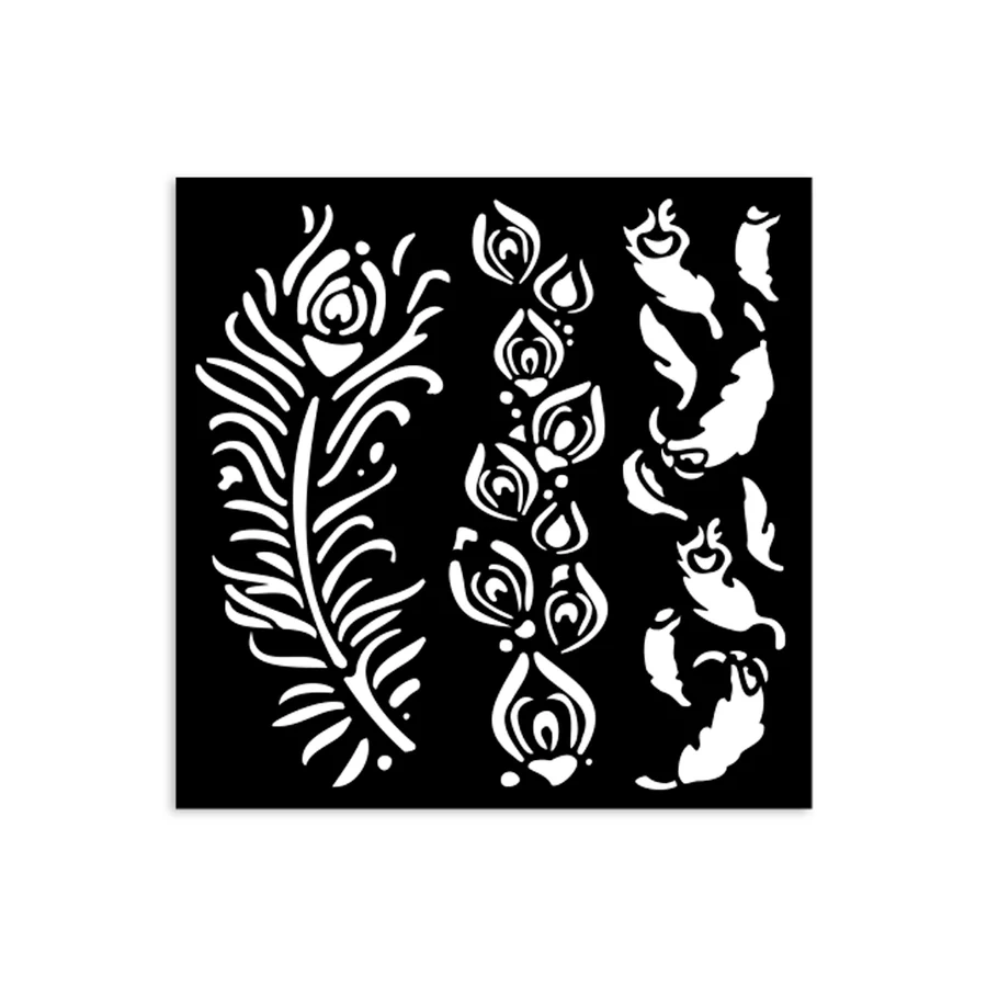 Stamperia Masquerade feathers 12X12 cm vastag stencil