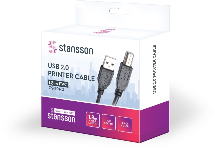 Stansson 1,8m USB 2.0 nyomtató kábel