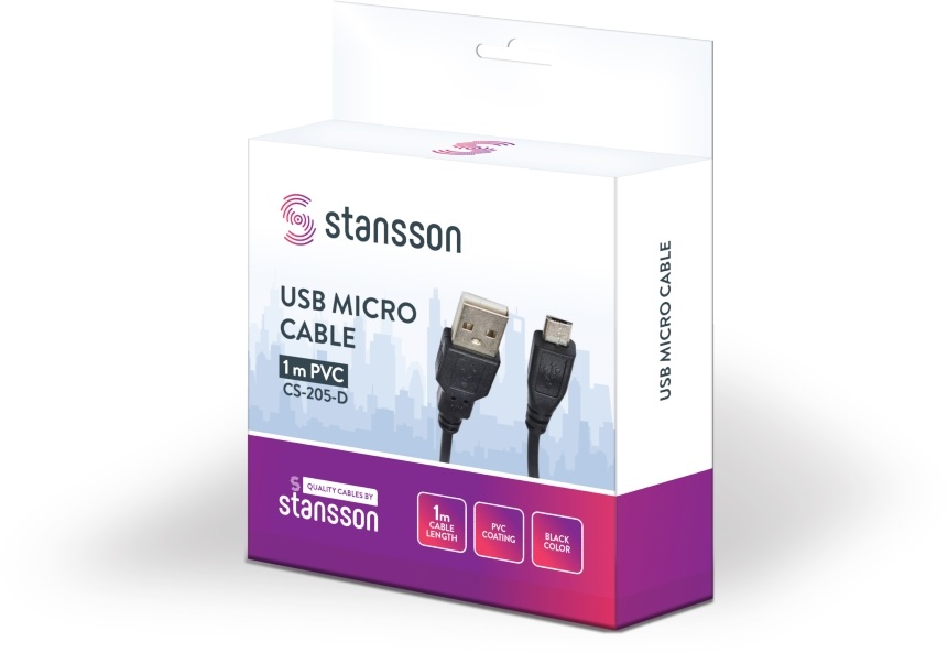 Stansson 1m USB micro kábel