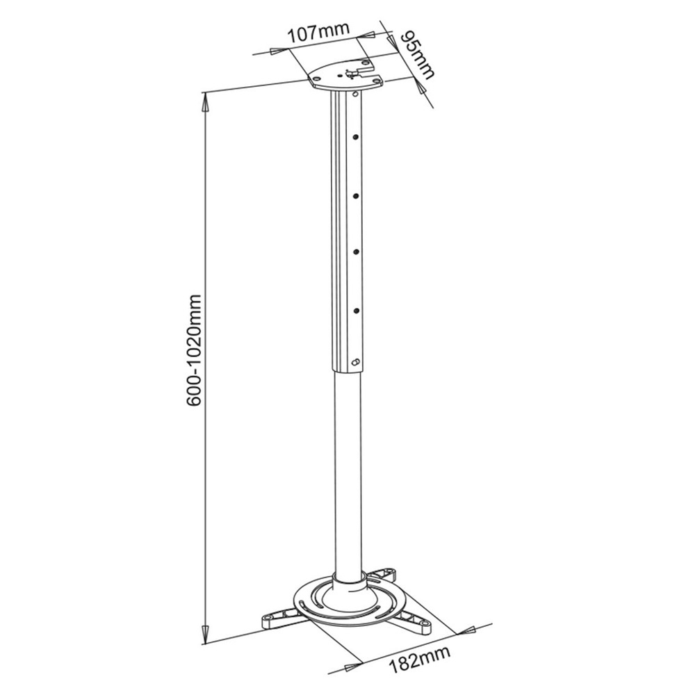 Stell SHO 1091 60-102cm, 15°, 15kg ezüst mennyezeti kihúzható projektor tartó