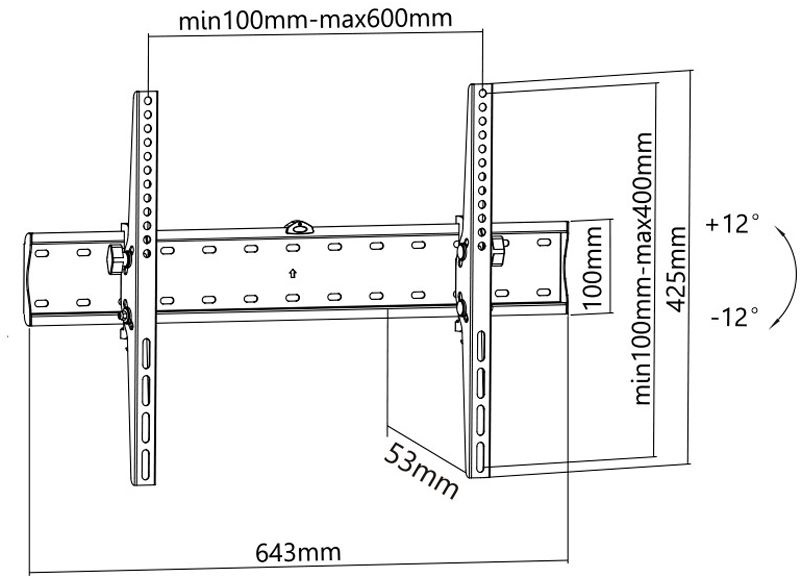 Stell SHO 3310 40"-70" VESA 600x400 slim dönthető fali konzol