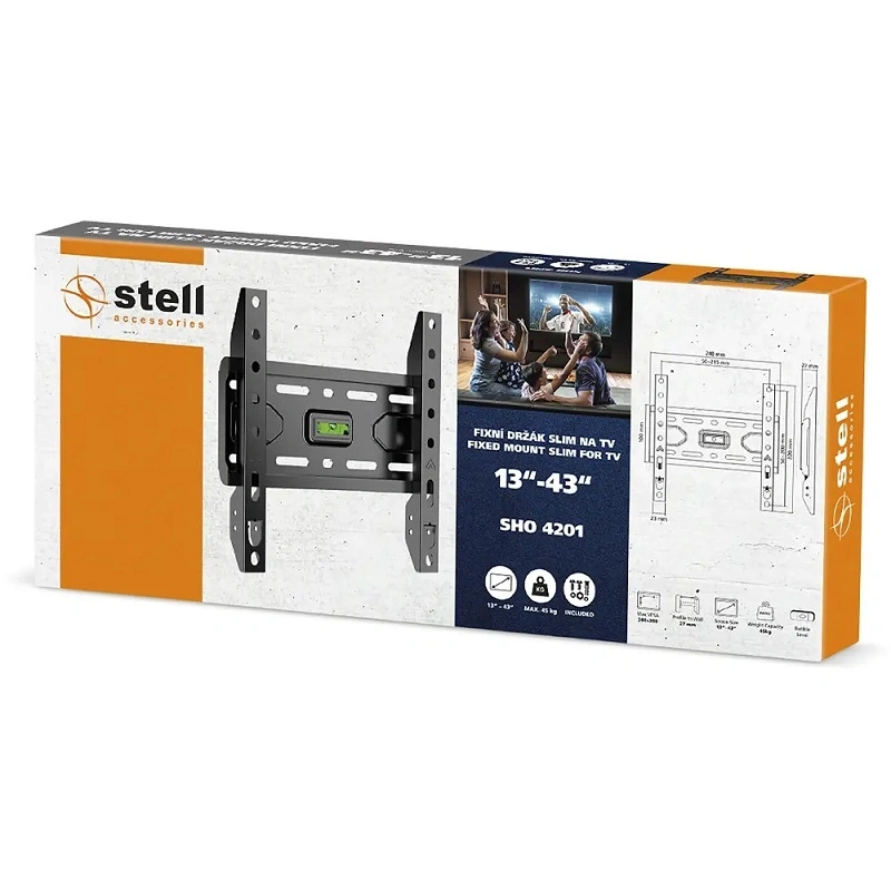 Stell SHO 4201 SLIM 13"-43" VESA 200x200 fix fekete TV-tartó konzol
