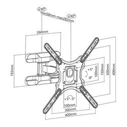 Stell SHO 7600 Slim 23"-70" VESA 400x400 dönthető, forgatható TV fali konzol (Újszerű)