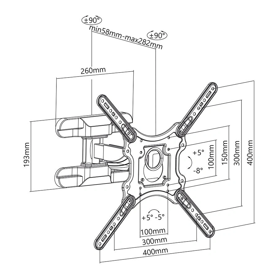 Stell SHO 7600 Slim 23"-70" VESA 400x400 dönthető, forgatható TV fali konzol (Újszerű)