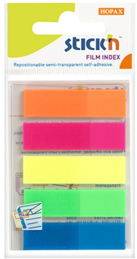 Stick`N 45x12 mm 5x25 lapos neon oldaljelölő címke