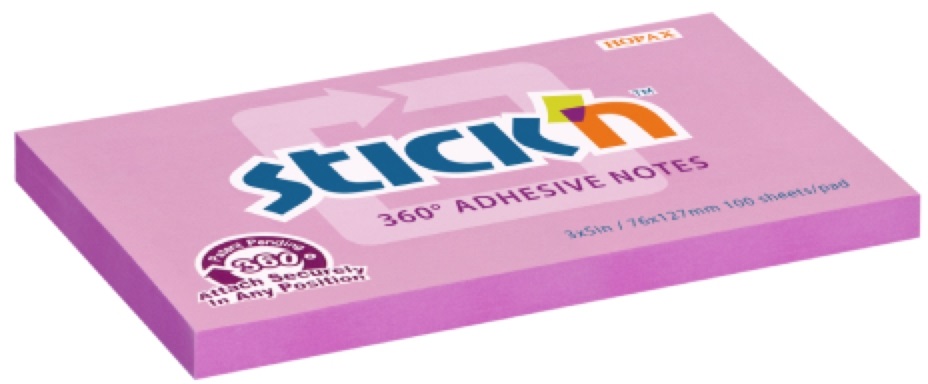 Stick`N 360° 76x127 mm 100 lap pink öntapadó jegyzettömb