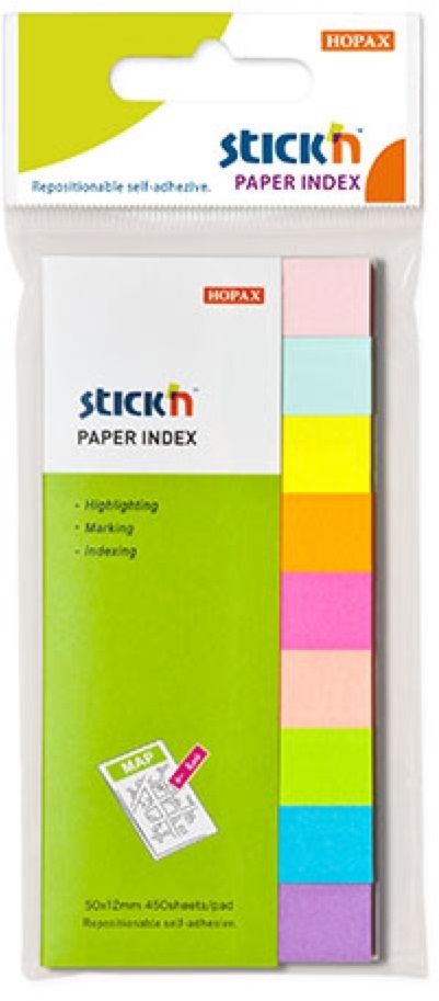 Stick`N 50x12 mm 9x50 lap neon/pasztell mix jelölőcímke