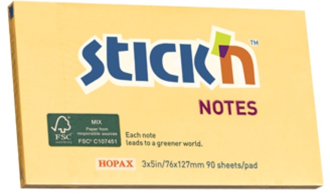 Stick`N 76x127mm 90lap környezetbarát pasztell narancs jegyzettömb