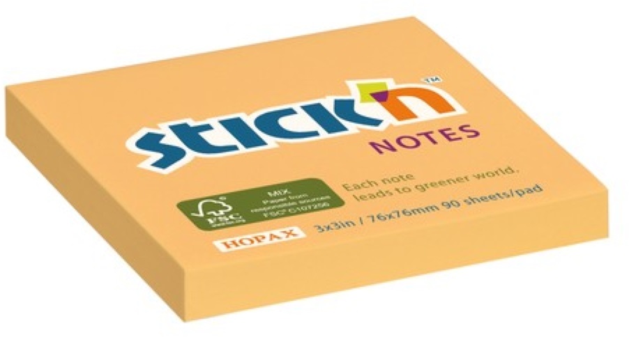 Stick`N 76x76mm 90lap környezetbarát pasztell narancs jegyzettömb