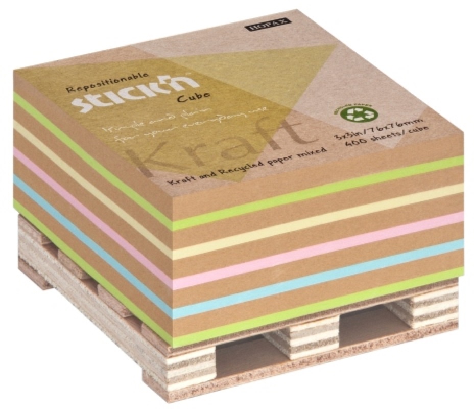 Stick`N KraftCube 76x76 mm 400 lap színes öntapadó újrahasznosított jegyzettömb