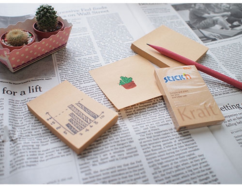 Stick`N KraftNotes 76x51 mm 100 lap öntapadós natúr újrahasznosított jegyzettömb