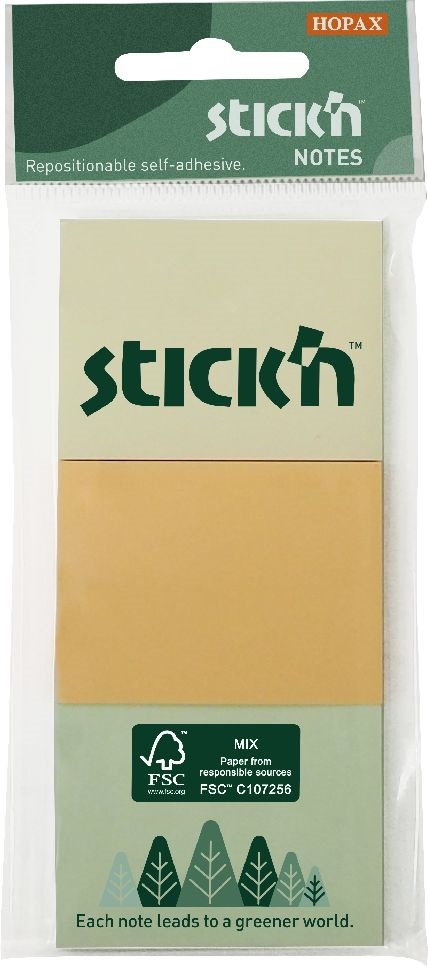 Stick`N 38x51 mm 3x100 lap (3 tömb/csomag) vegyes pasztell színek öntapadó jegyzettömb