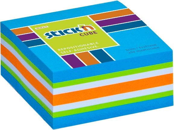 Stick`N 51x51 mm 250 lap neon blue mix öntapadó kockatömb