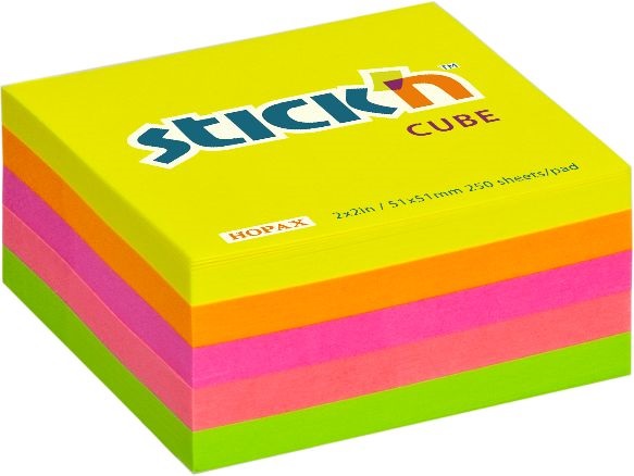 Stick`N 51x51 mm 250 lap neon mix öntapadó kockatömb