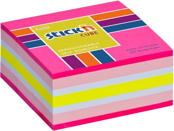 Stick`N 51x51 mm 250 lap neon pink mix öntapadó kockatömb