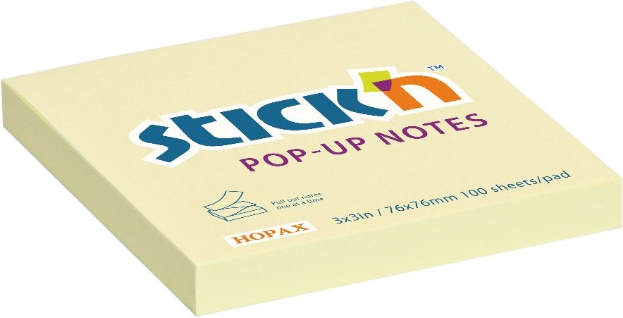 Stick`N 76x76 mm 100 lap sárga öntapadó Z-hajtott jegyzettömb