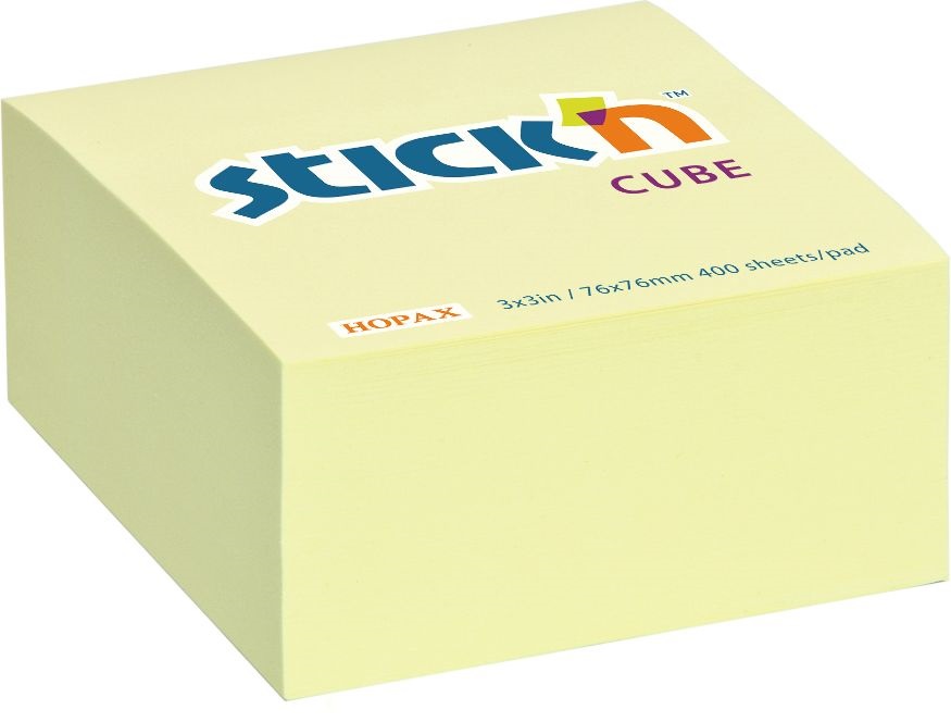 Stick`N 76x76 mm 400 lap pasztell sárga öntapadó kockatömb