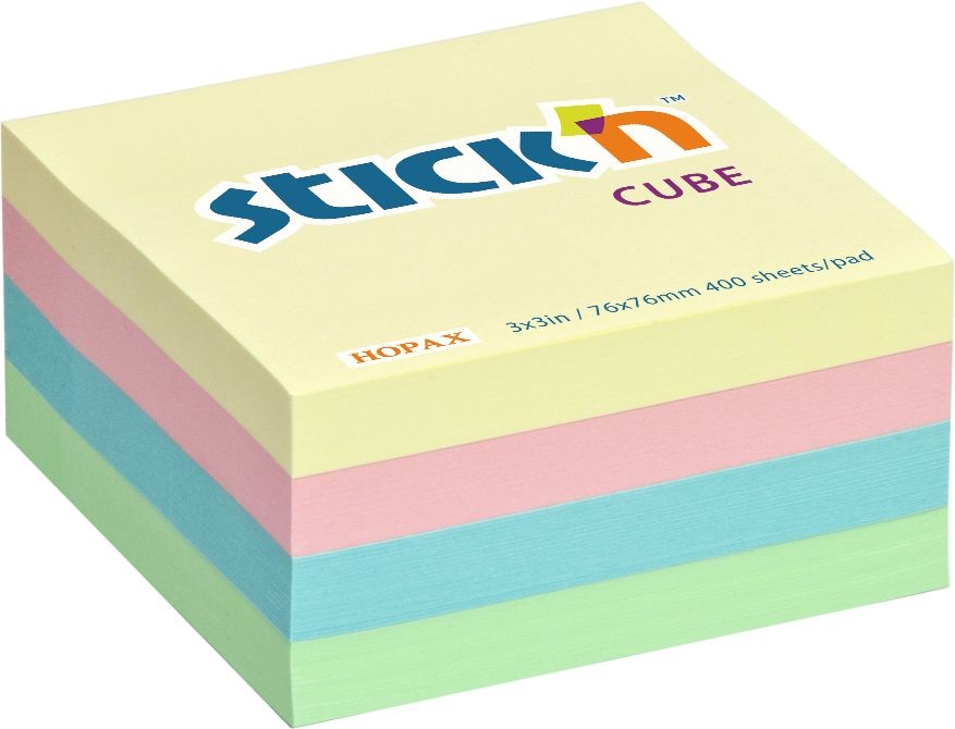 Stick`N 76x76 mm 400 lap pasztell szivárvány öntapadó kockatömb
