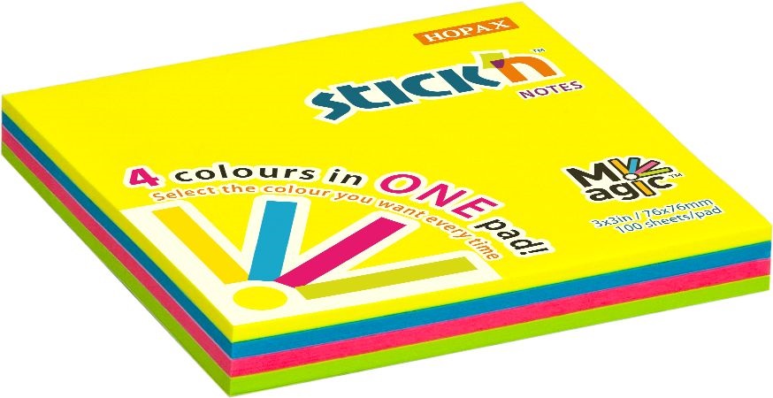 Stick`N Magic Pad 76x76 mm 100 lap neon mix öntapadó jegyzettömb