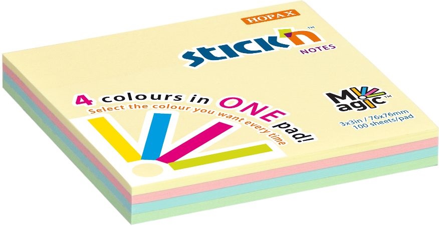 Stick`N Magic Pad 76x76 mm 100 lap pasztell mix öntapadó jegyzettömb