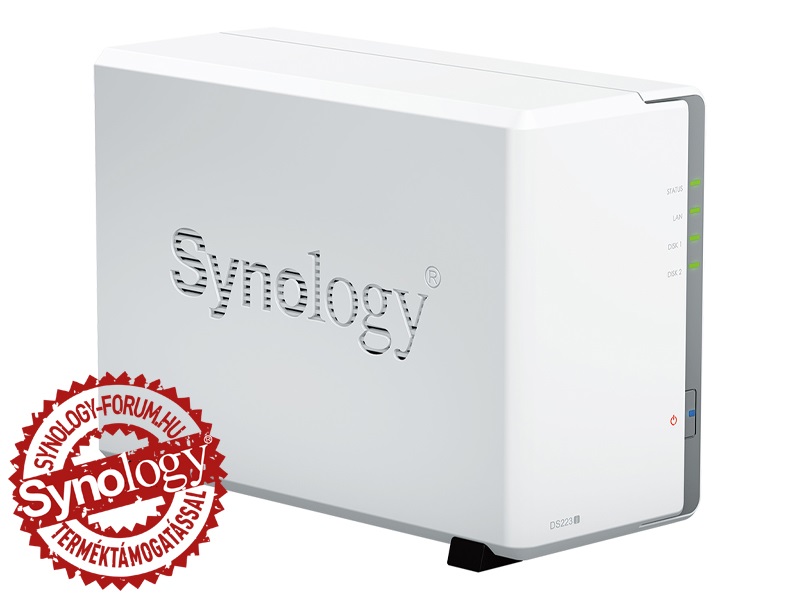 Synology DiskStation DS223j 2-lemezes 4×1,7 GHz CPU 1GB RAM NAS + regisztrációs kártya