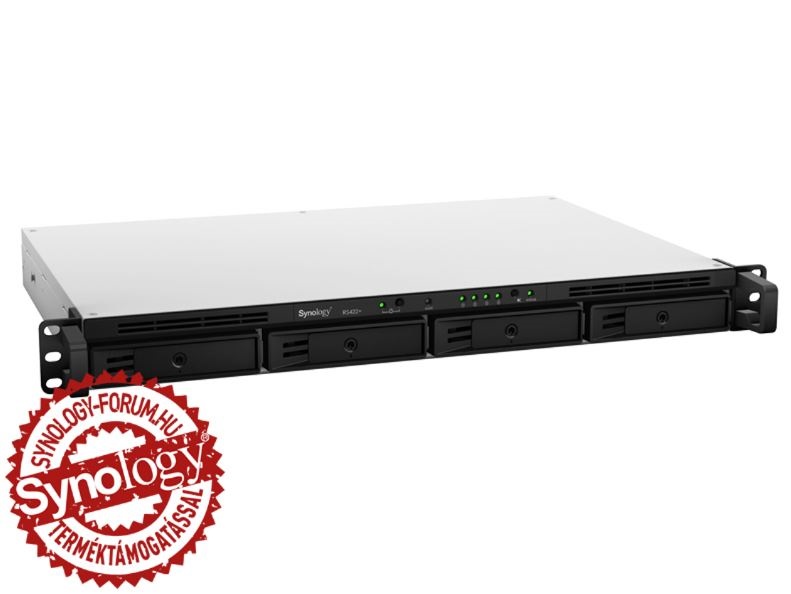 Synology RS422+ (2G) 1U 4x SSD/HDD 1U rackbe szerelhető NAS + regisztrációs kártya