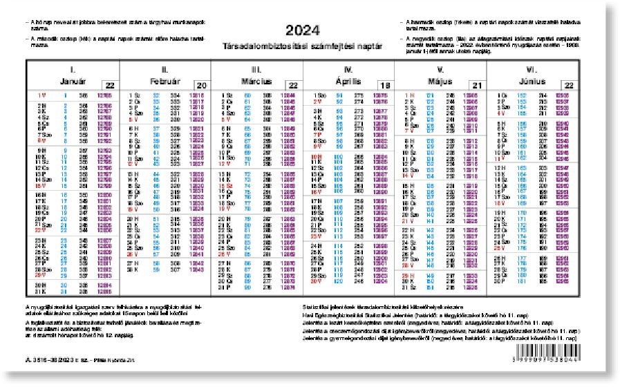 Számfejtési naptár 2024. évi
