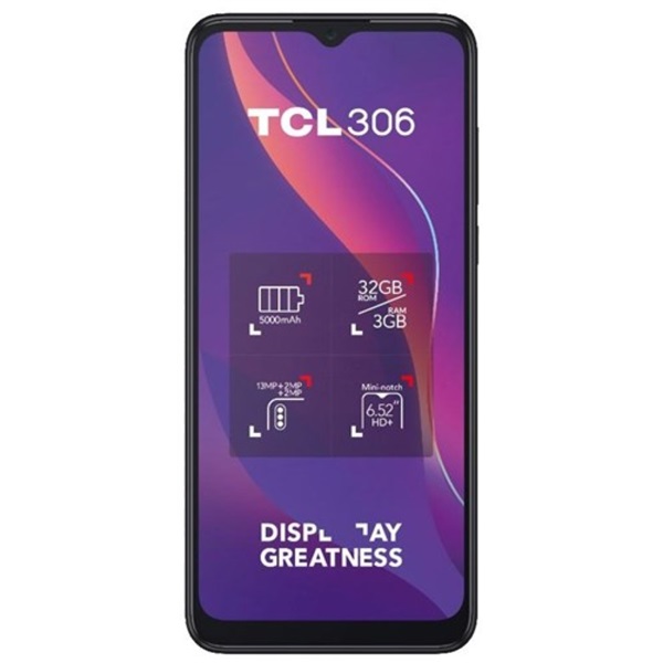 TCL 306 (6102H) 6,5" 3/32GB Dual SIM szürke okostelefon (Újracsomagolt)