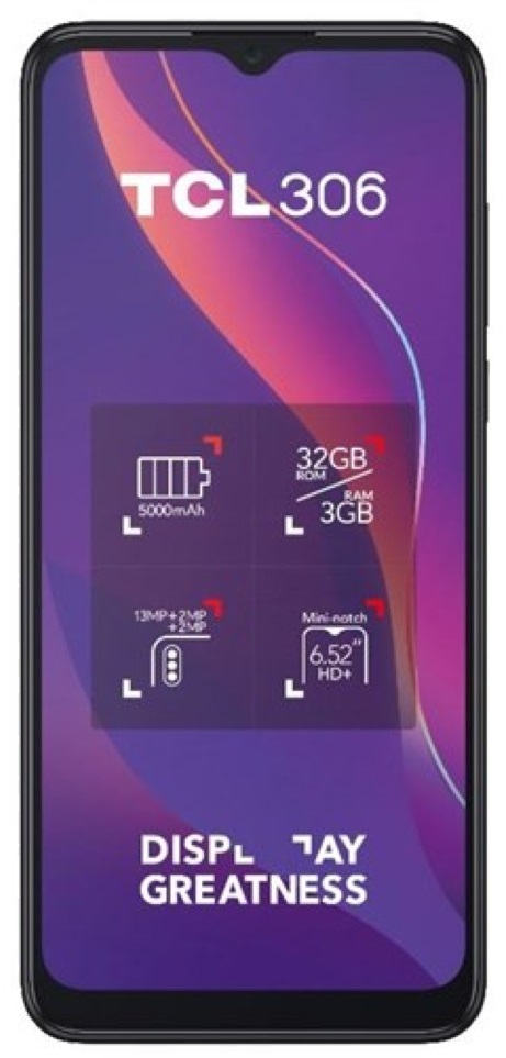 TCL 306 (6102H) 6,5" 3/32GB Dual SIM szürke okostelefon (Újracsomagolt)