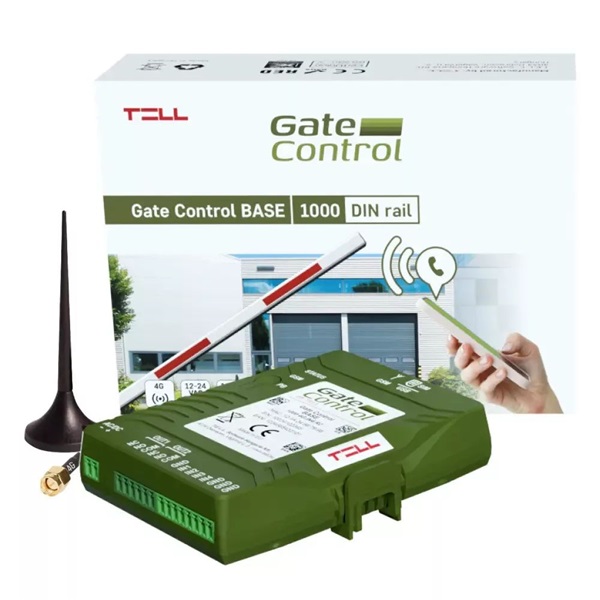 TELL Gate Control PRO 1000 4G - DIN-Rail, GSM-alapú távvezérlő elektromos kapukhoz és sorompókhoz