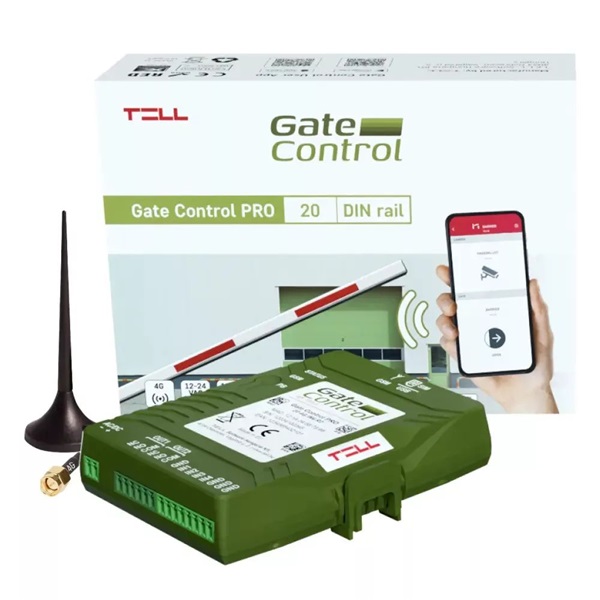 TELL Gate Control PRO 20 4G - DIN-Rail, GSM-alapú távvezérlő elektromos kapukhoz és sorompókhoz