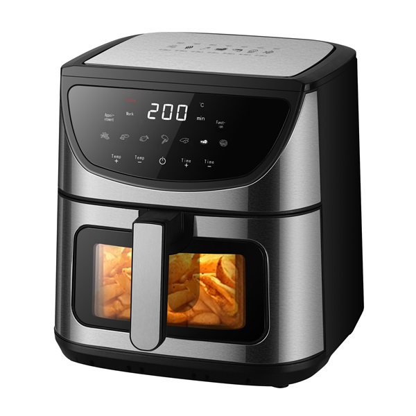 TOO AF-800-S-2000 W ezüst 8 L dupla (alsó-felső) fűtésű forrólevegős sütő (airfryer) digitális vezérléssel (Újszerű)