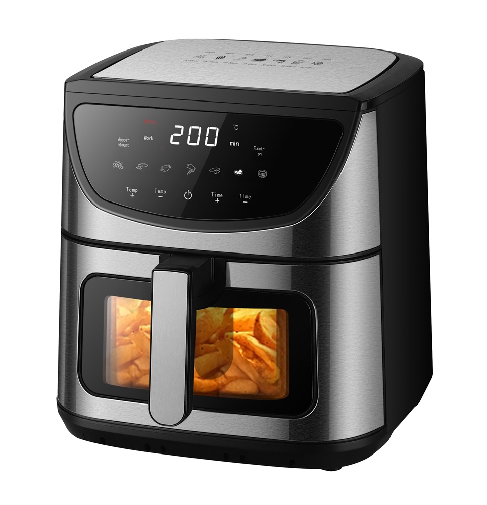 TOO AF-800-S-2000 W ezüst 8 L dupla (alsó-felső) fűtésű forrólevegős sütő (air fryer/airfryer) digitális vezérléssel