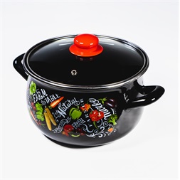 TOO BELLY FARM BLACK 2,8 literes, 18cm átmérő, 12cm magasságú lábas (fazék) üveg fedővel