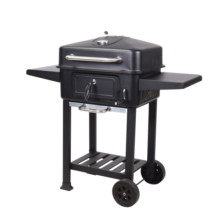 TOO BG-200B fekete BBQ faszenes grillkocsi két oldalsó asztallal