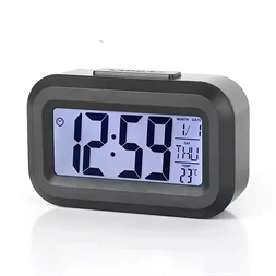 TOO DC-102-B hőmérséklet kijelzéssel, ébresztő funkcióval, kisméretű fekete digitális óra