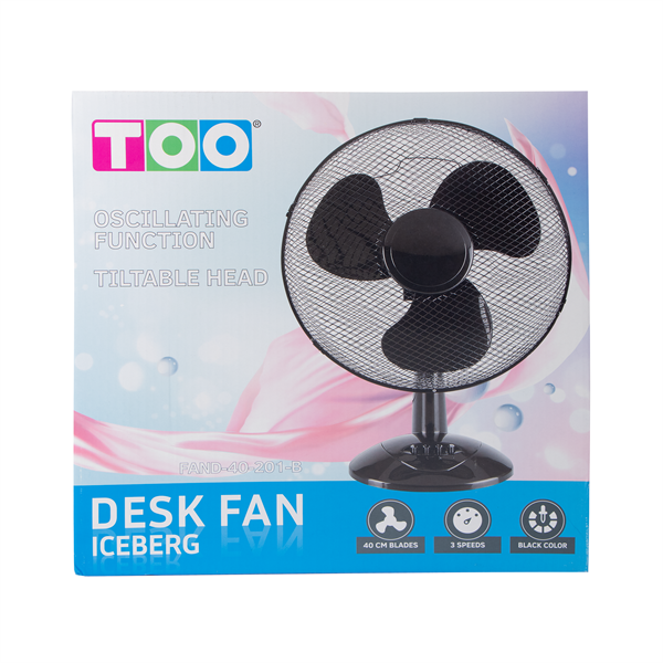 TOO FAND-40-201-B ICEBERG fekete asztali ventilátor