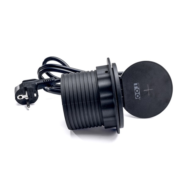 TOO GPS-103-1B IP20,1x 2P+F,USB-A,Type-C,Qi töltés,HDMI, fekete asztalba süllyeszthető elosztó (Újszerű)