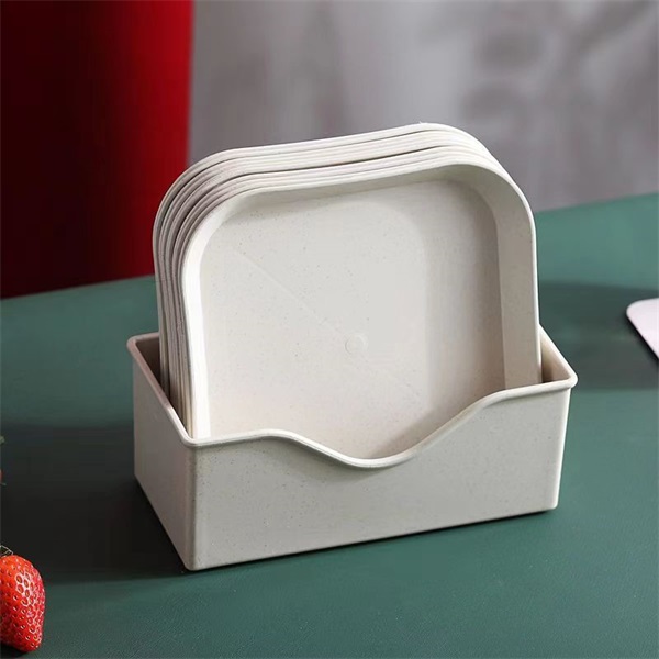 TOO KT-115 10db-os vegyes színekben búzaszalma műanyag tányér szett, 15×15×1.5cm (Újracsomagolt)