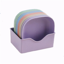 TOO KT-116 10db-os vegyes színekben búzaszalma műanyag tányér szett, 15×15×3cm (Újszerű)