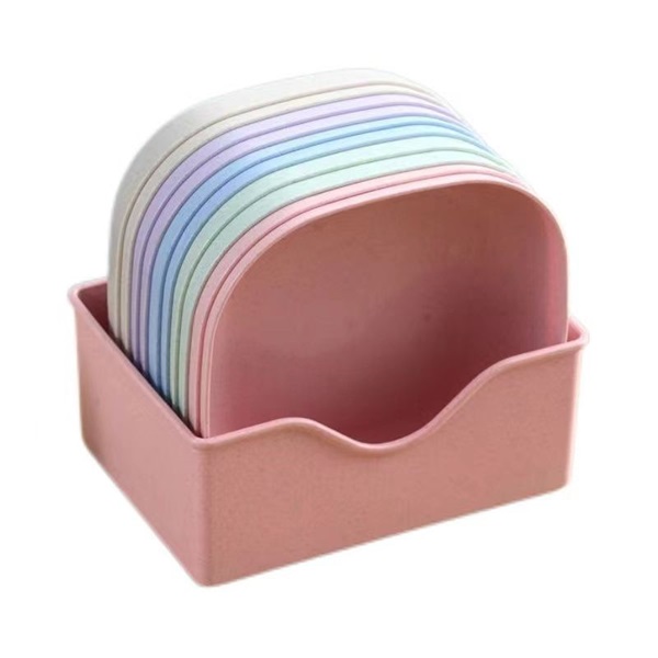 TOO KT-116 10db-os vegyes színekben búzaszalma műanyag tányér szett, 15×15×3cm (Újszerű)
