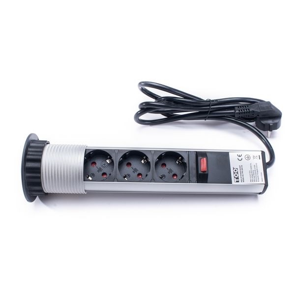 TOO PPS-300-3S IP20, 3x 2P+F, ezüst asztalba süllyeszthető elosztó (Újszerű)